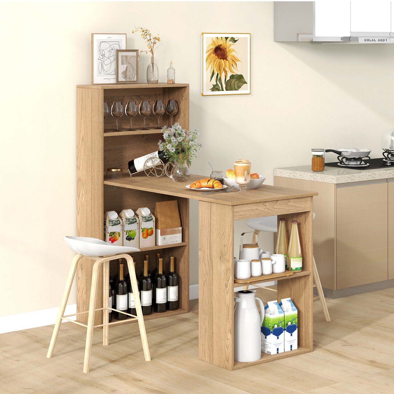 48” Engineered Wood Desk with 6 Storage Shelves Ideal for Home or Office Use